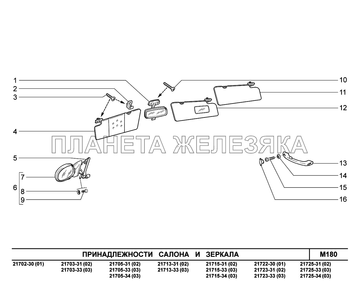 M180. Принадлежности салона и зеркала ВАЗ-2170 
