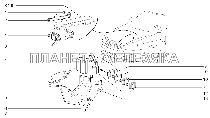 Реле и предохранители LADA Priora Coupe