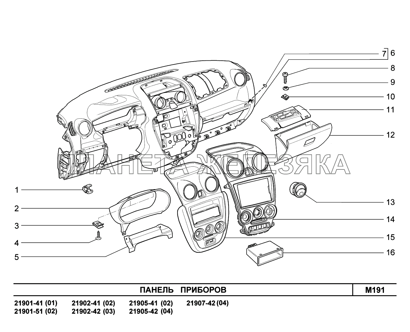 M191. Панель приборов Lada Granta-2190