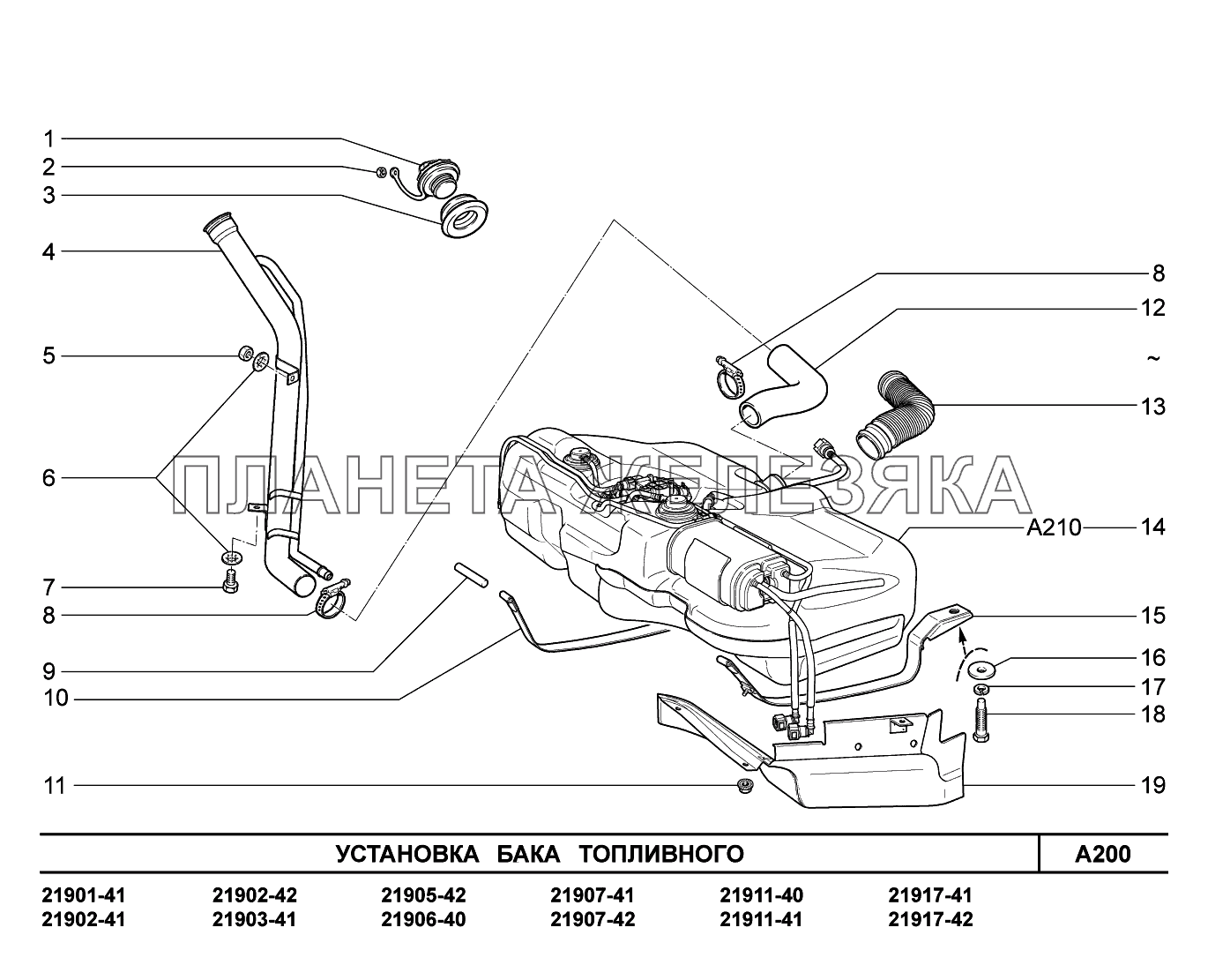 A200. Установка бака топливного Lada Granta-2190