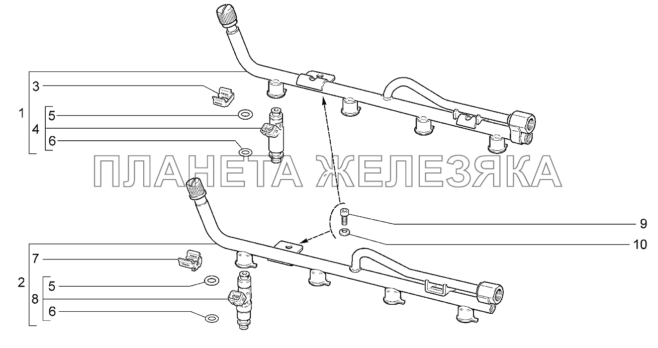 Рампа и форсунки Lada Kalina 2192, 2194