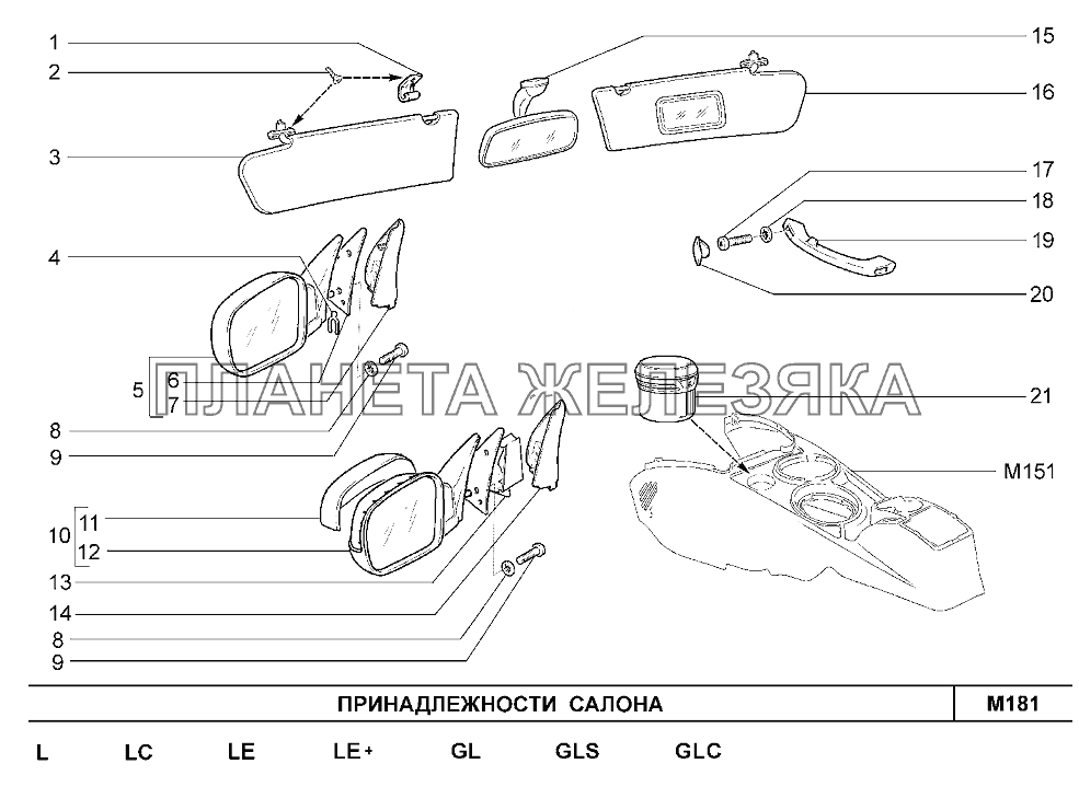 Принадлежности салона Шевроле Нива-1,7