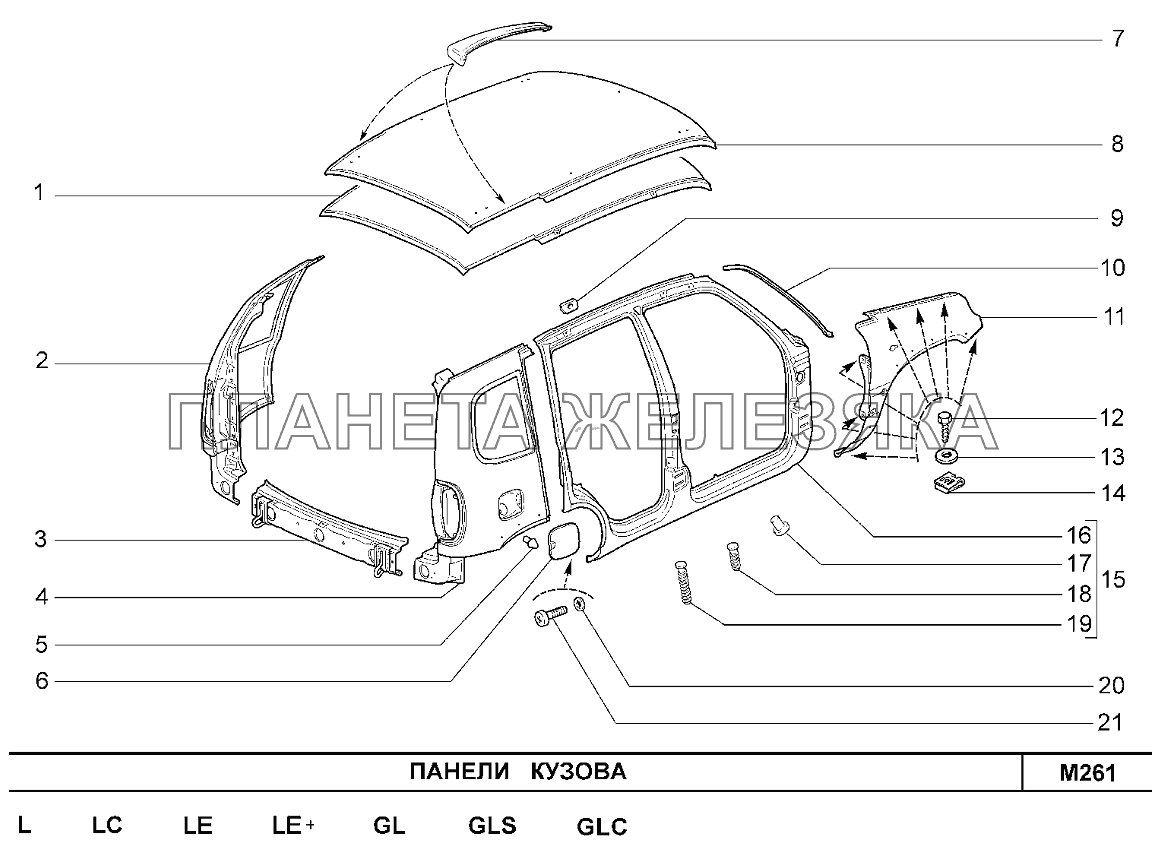Панели кузова Шевроле Нива-1,7