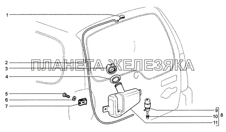 Омыватель стекла двери задка Chevrolet Niva 1.7