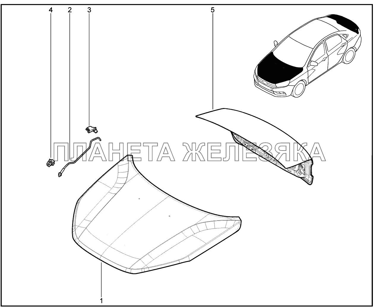 480110. Капот, двери задние Lada Vesta