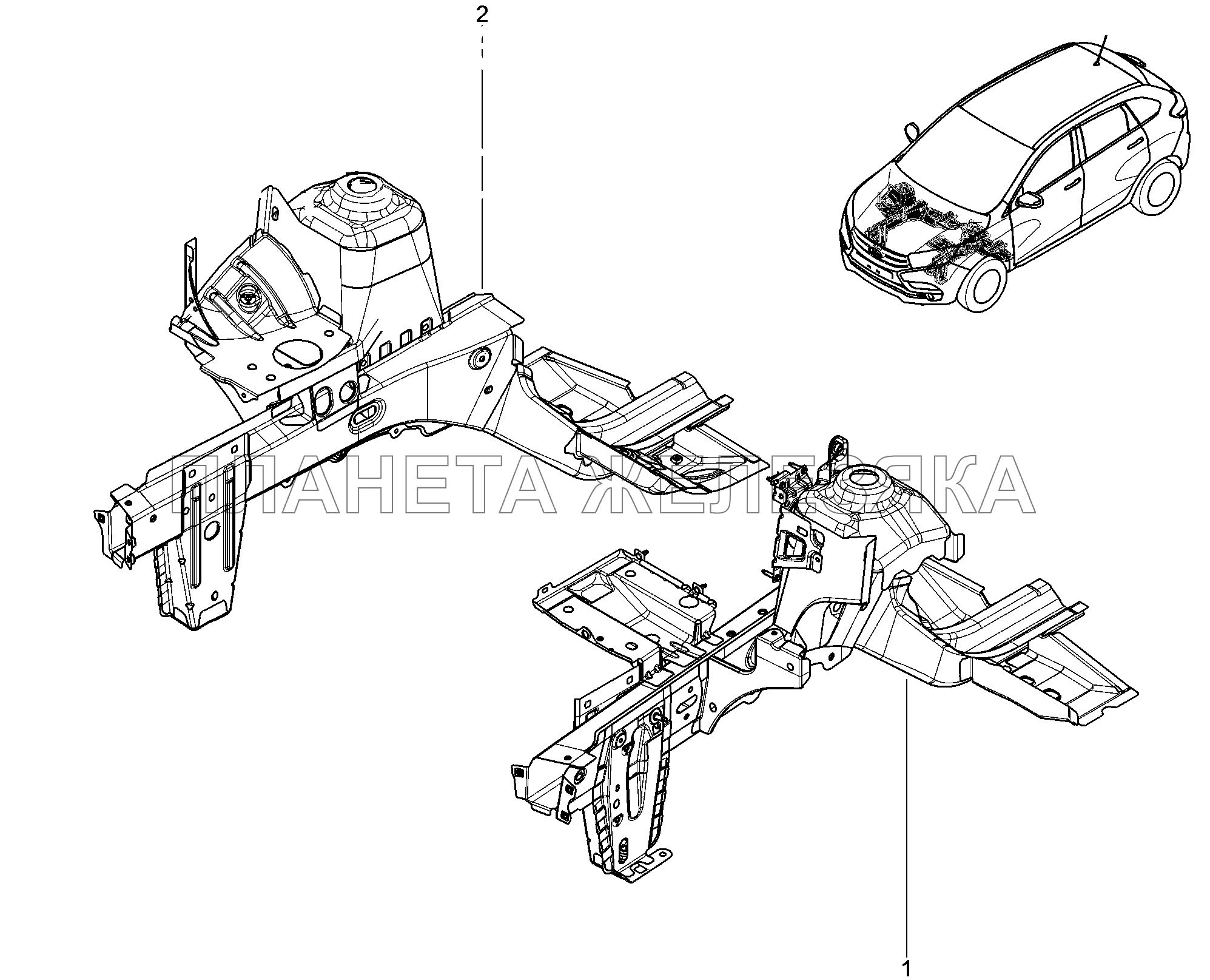 401010. Брызговик с лонжероном Lada Xray