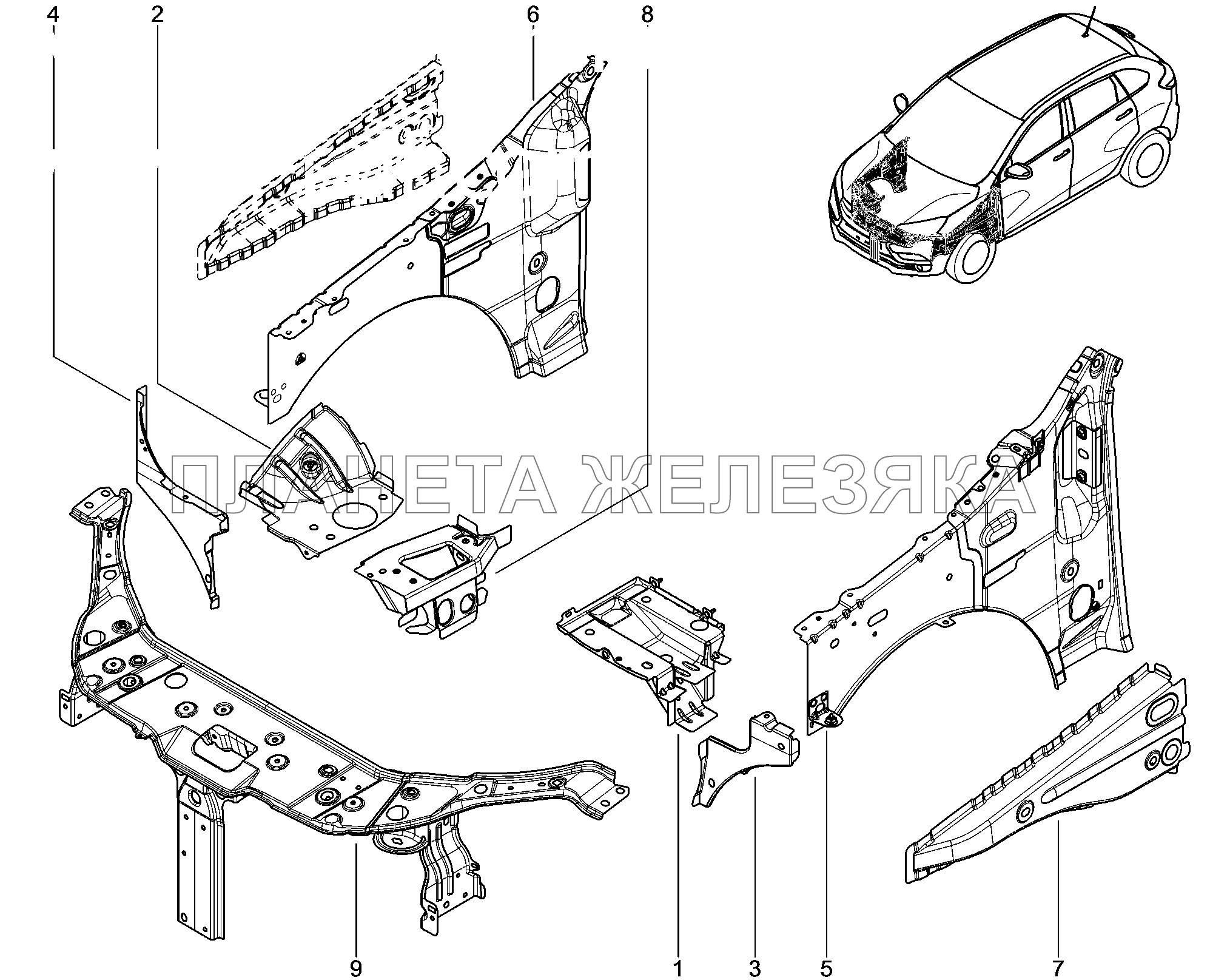 420110. Элементы (перед, боковина) Lada Xray