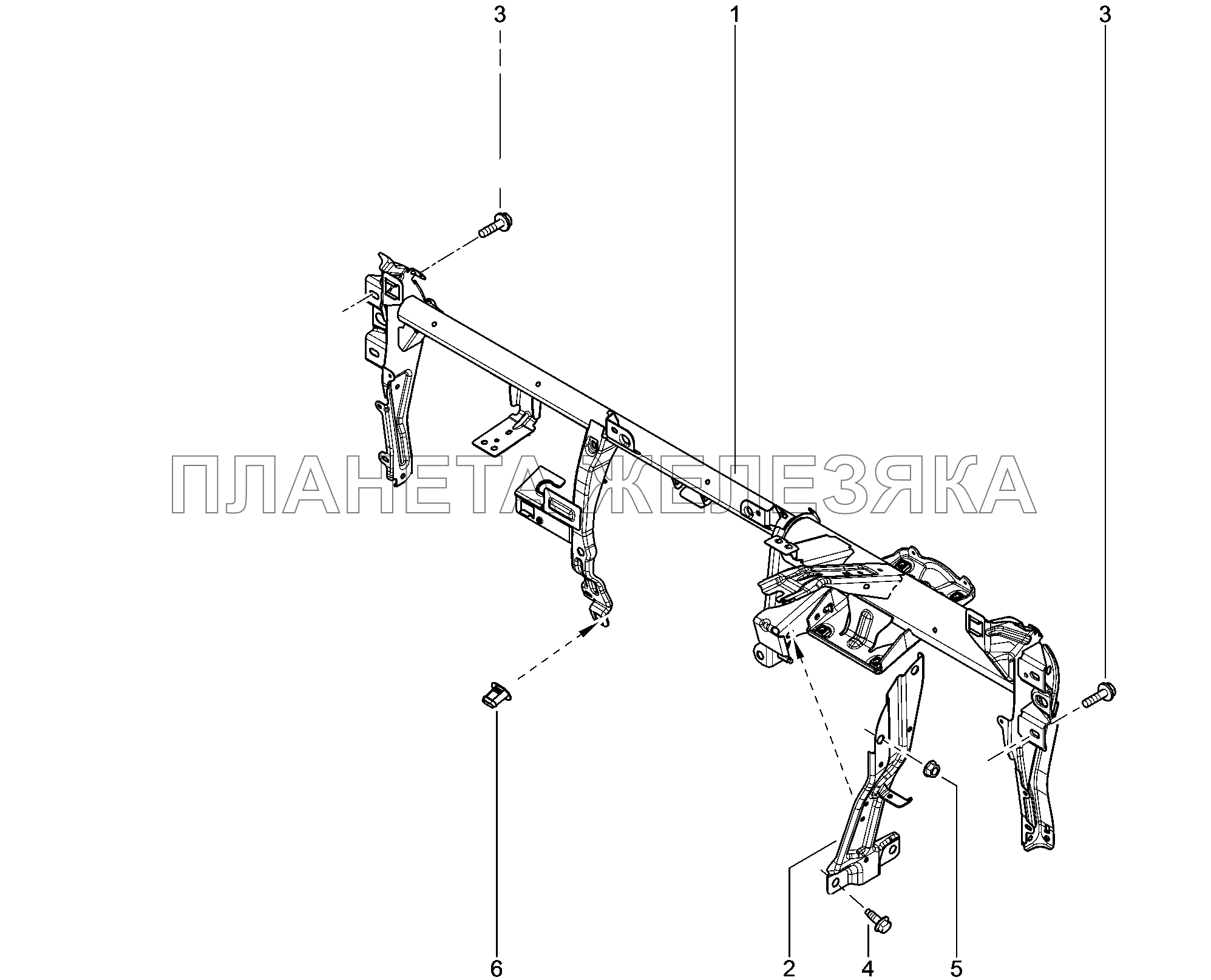 421010. Поперечина центральная щитка передка Lada Xray