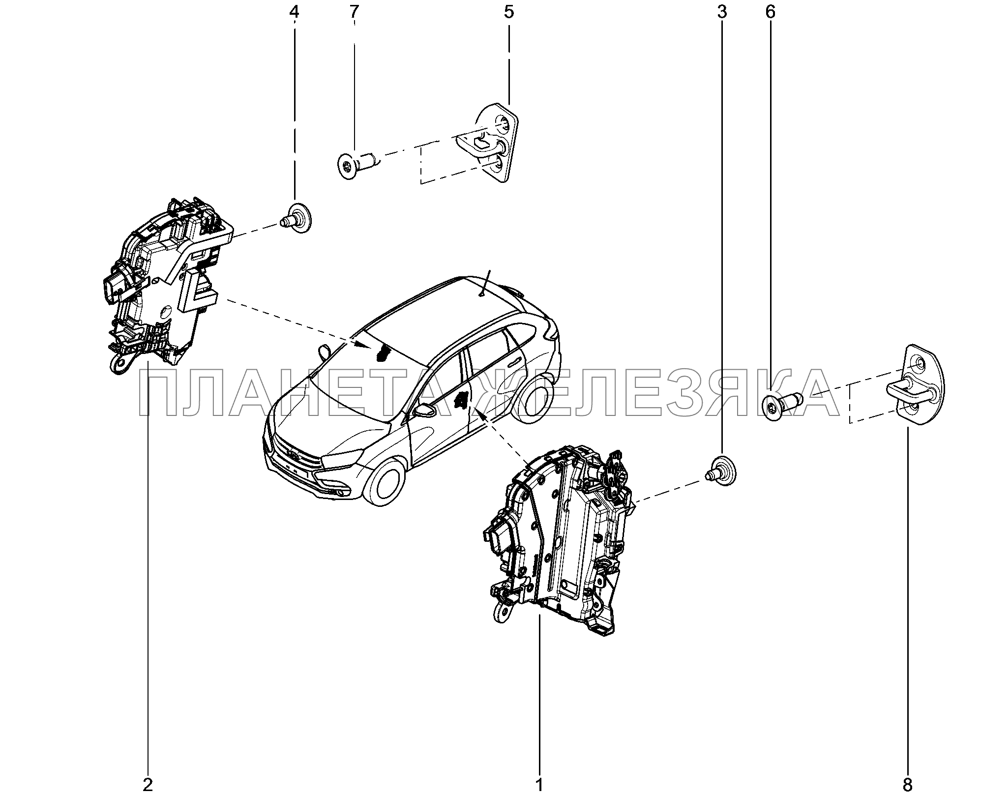501010. Замки передних дверей Lada Xray