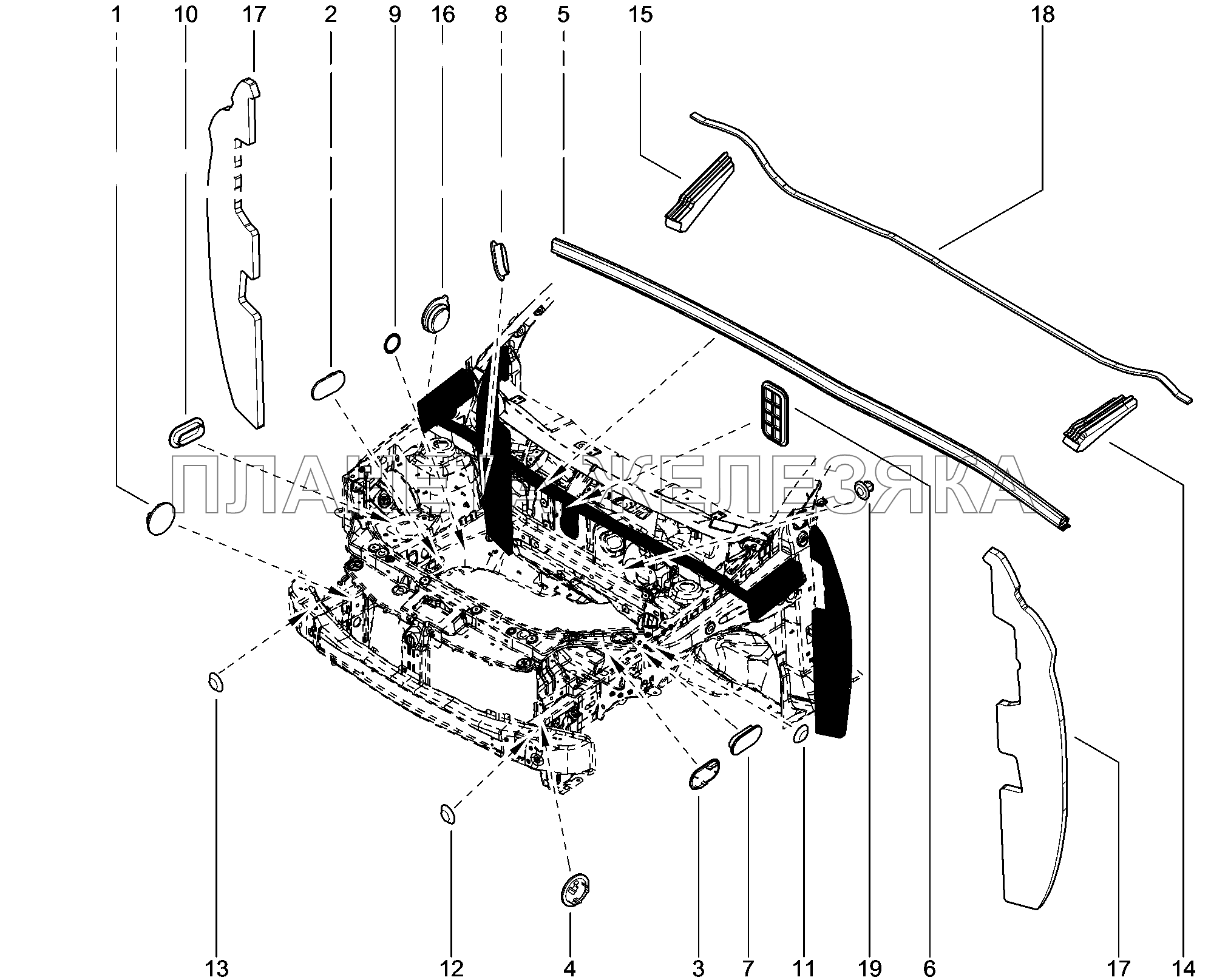 640110. Заглушки пола кузова (снизу) Lada Xray
