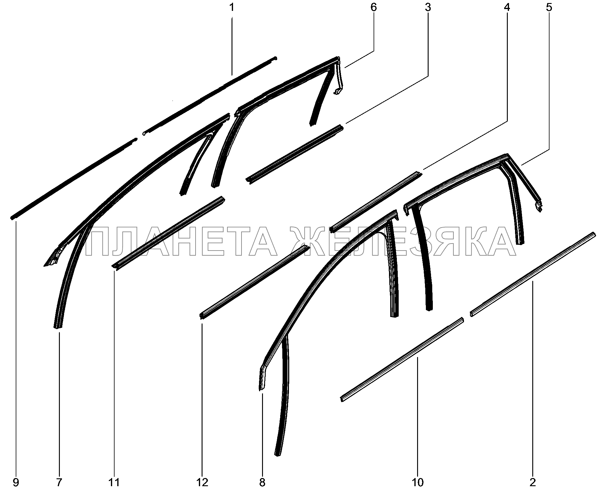 660110. Направляющие передних стёкол Lada Xray