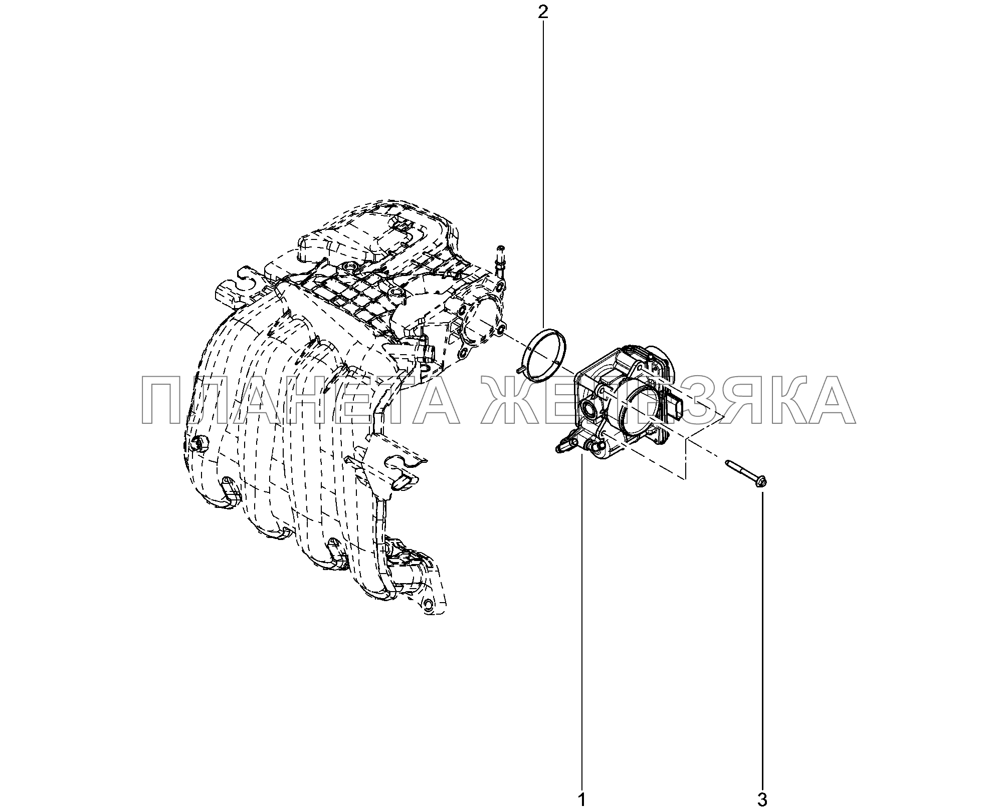 124131. Патрубок дроссельный Lada Xray