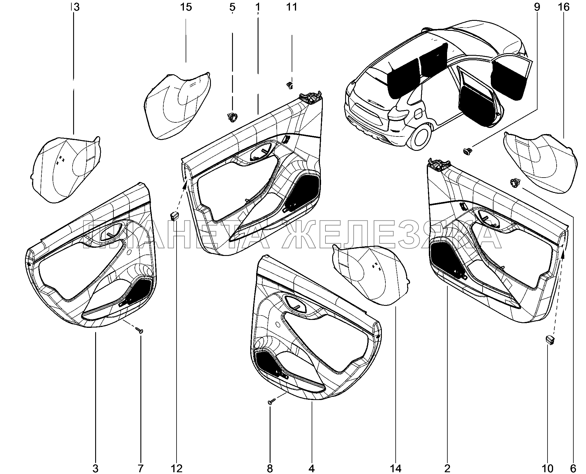 720110. Обивка дверей Lada Xray