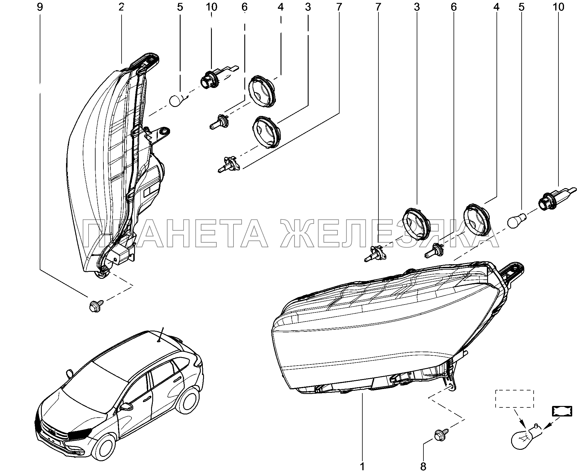 802010. Фары передние Lada Xray