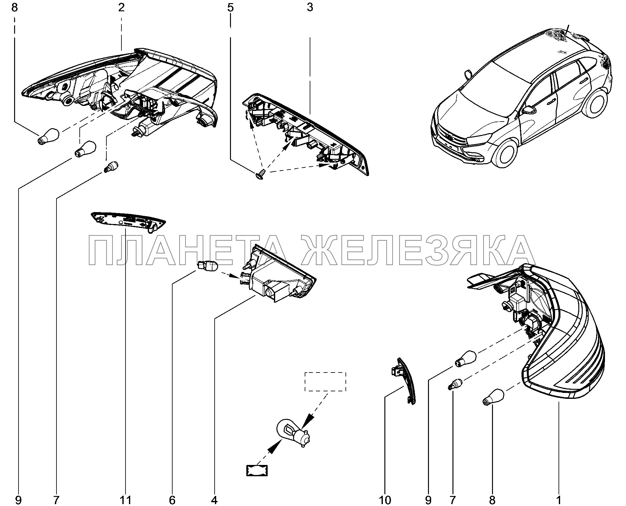 811010. Фонари задние Lada Xray