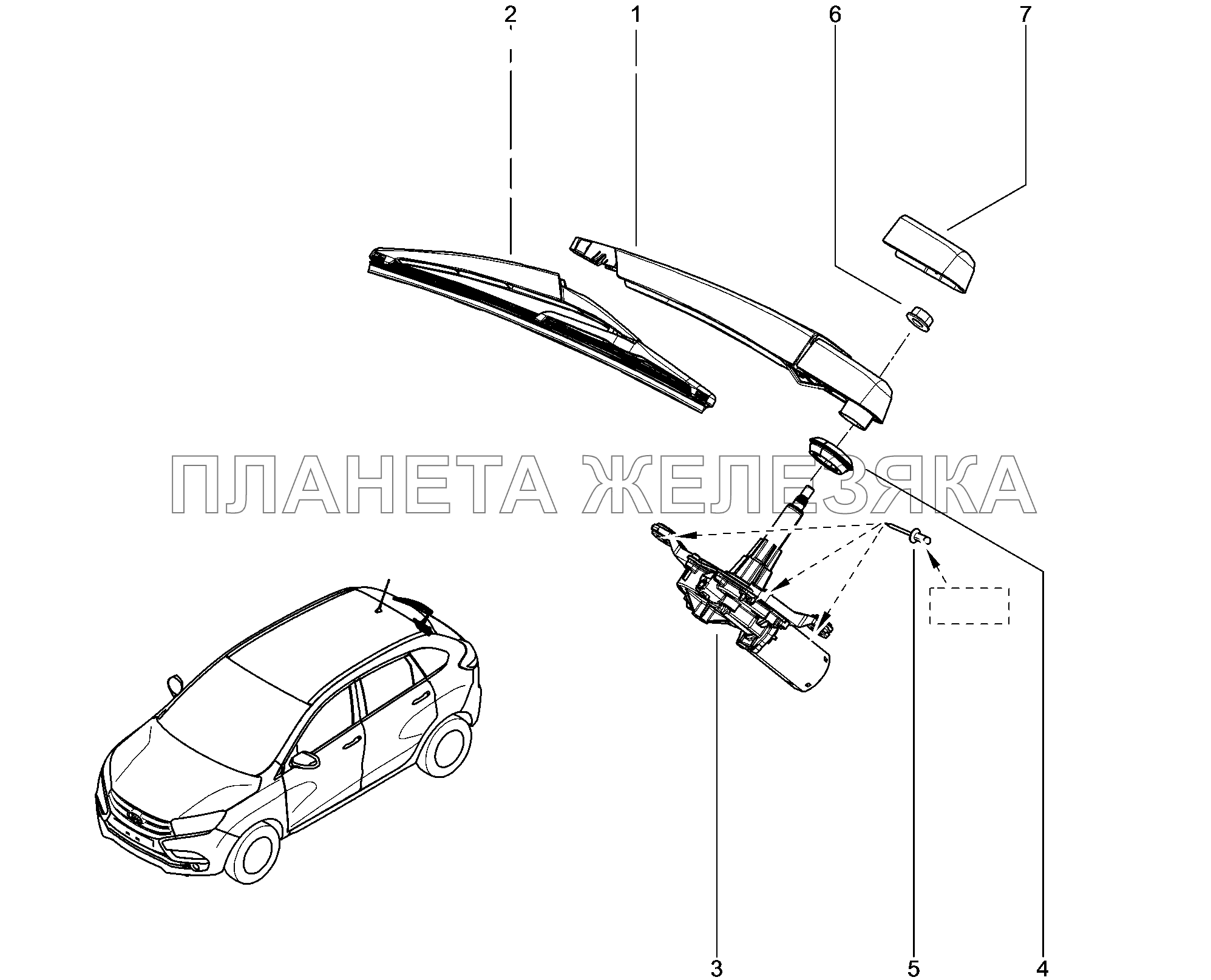 851810. Стеклоочиститель заднего стекла Lada Xray