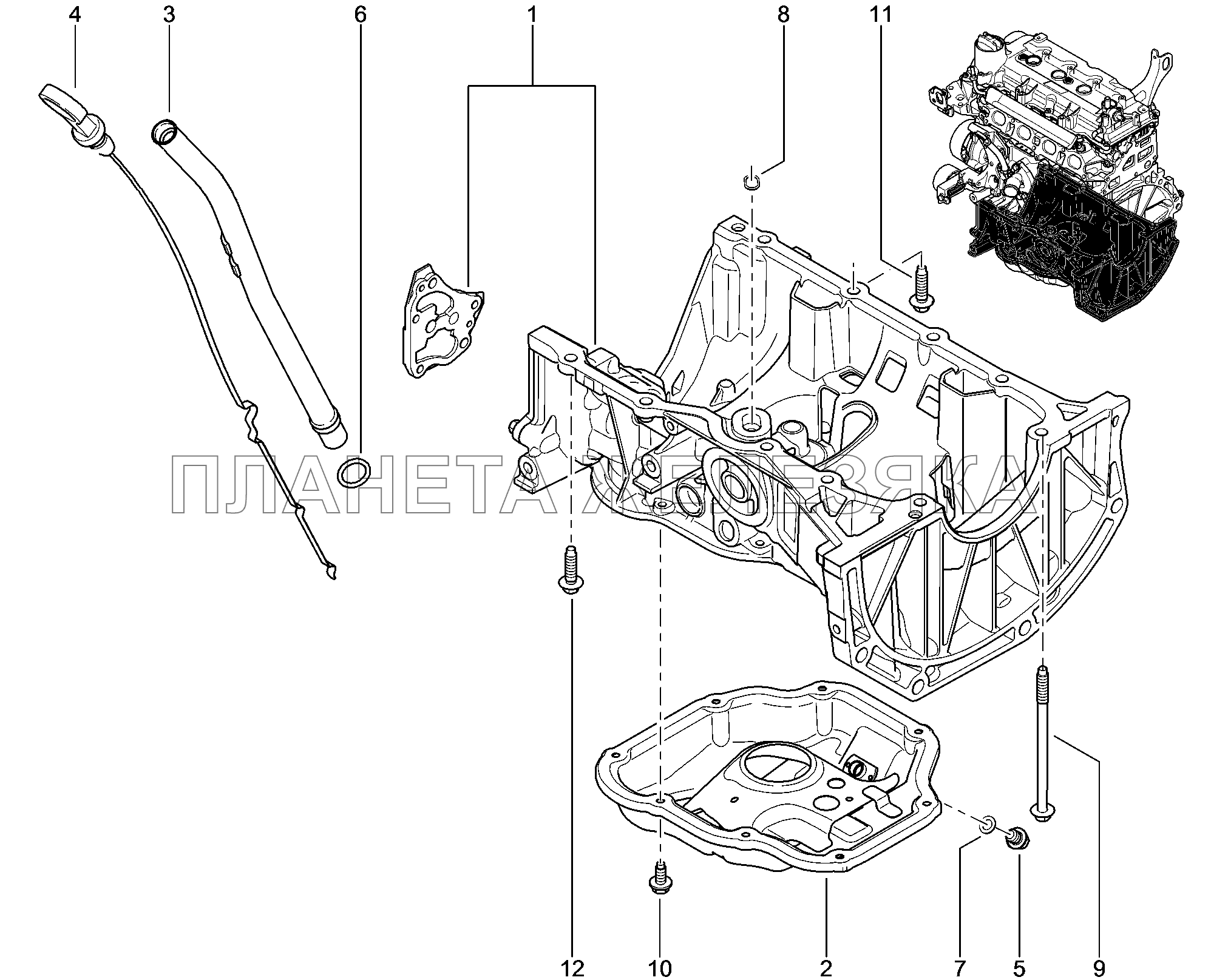 105110. Двигатель (картер масляный) Lada Xray
