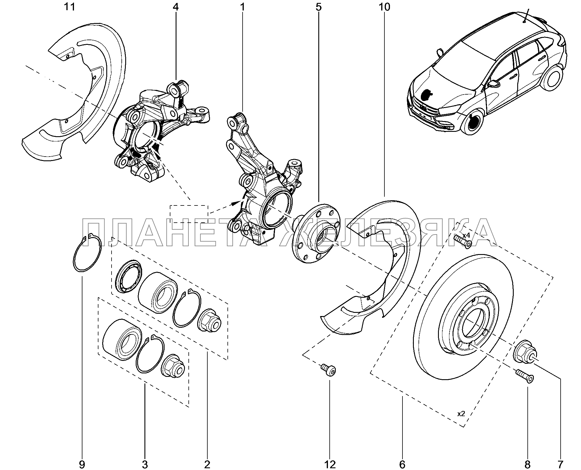 314010. Ступица переднего колеса Lada Xray
