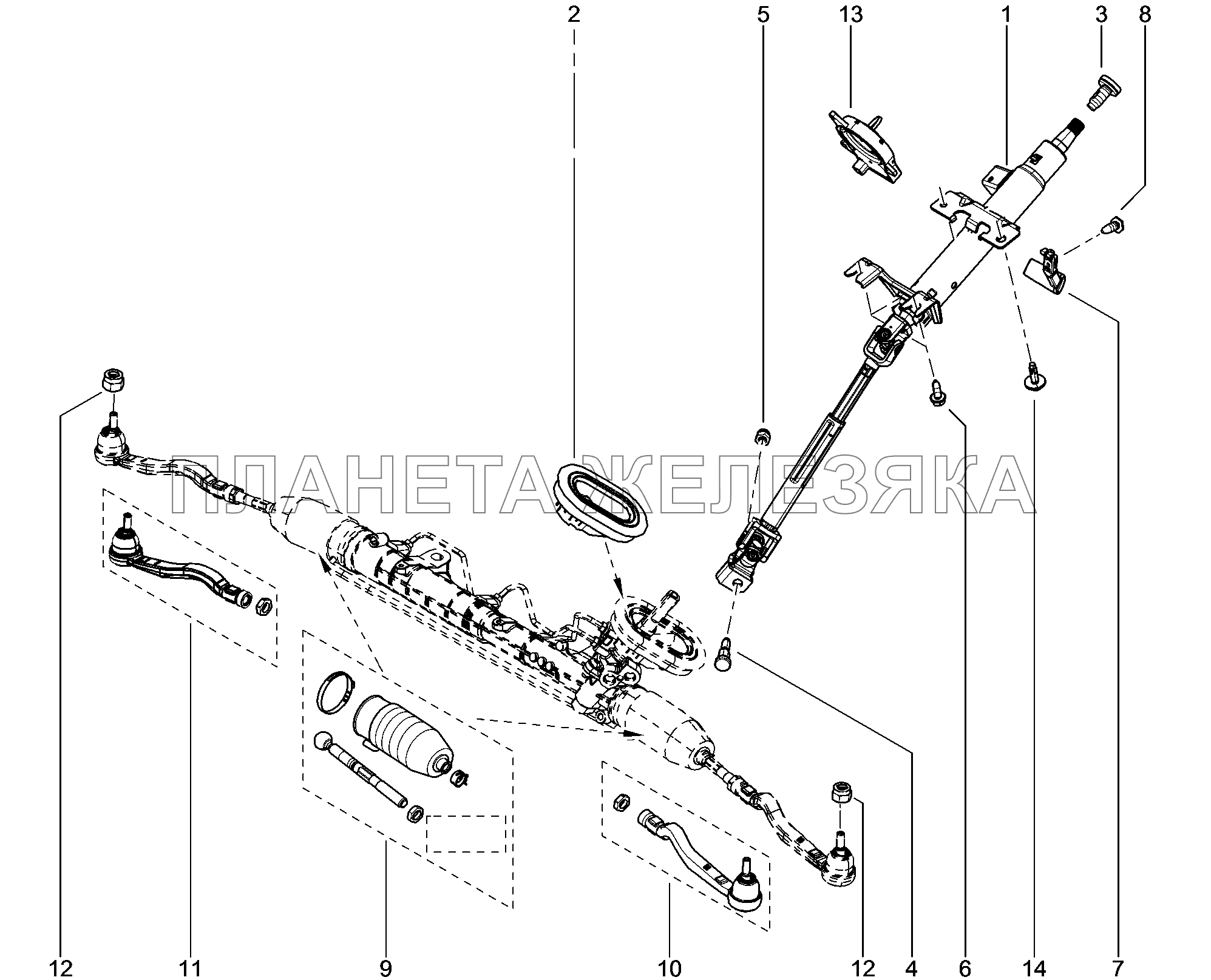 364010. Вал рулевого управления, тяги Lada Xray