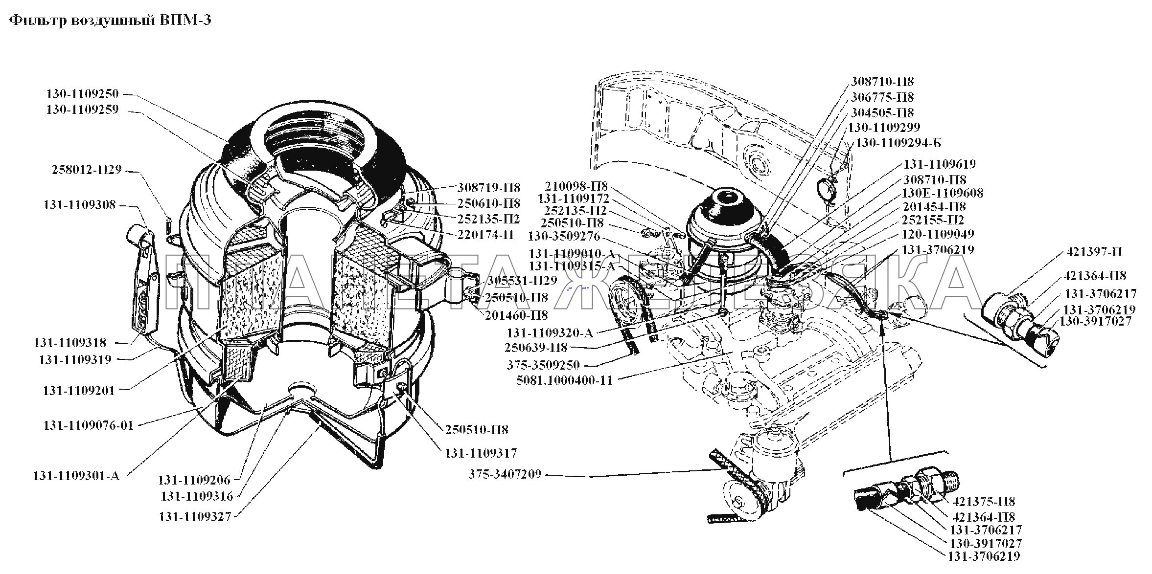 Фильтр воздушный ВПМ-3 ЗИЛ-441517 Каталог 1987 г.